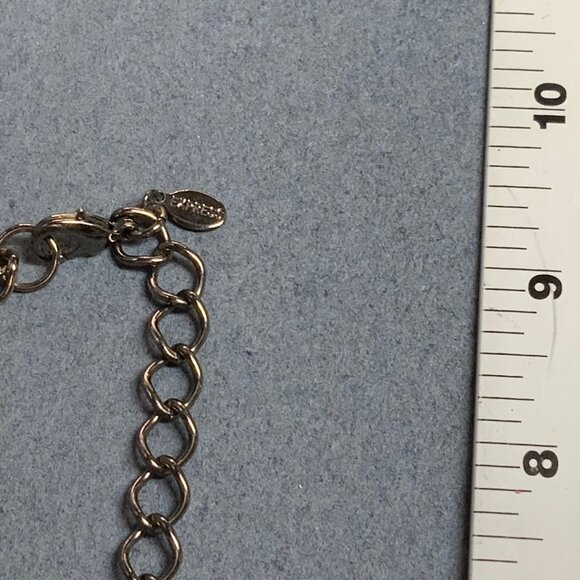 Express Chunky Statement Necklace 16 In Gunmetal Silver Faceted Teardrop Dangles - Picture 8 of 8